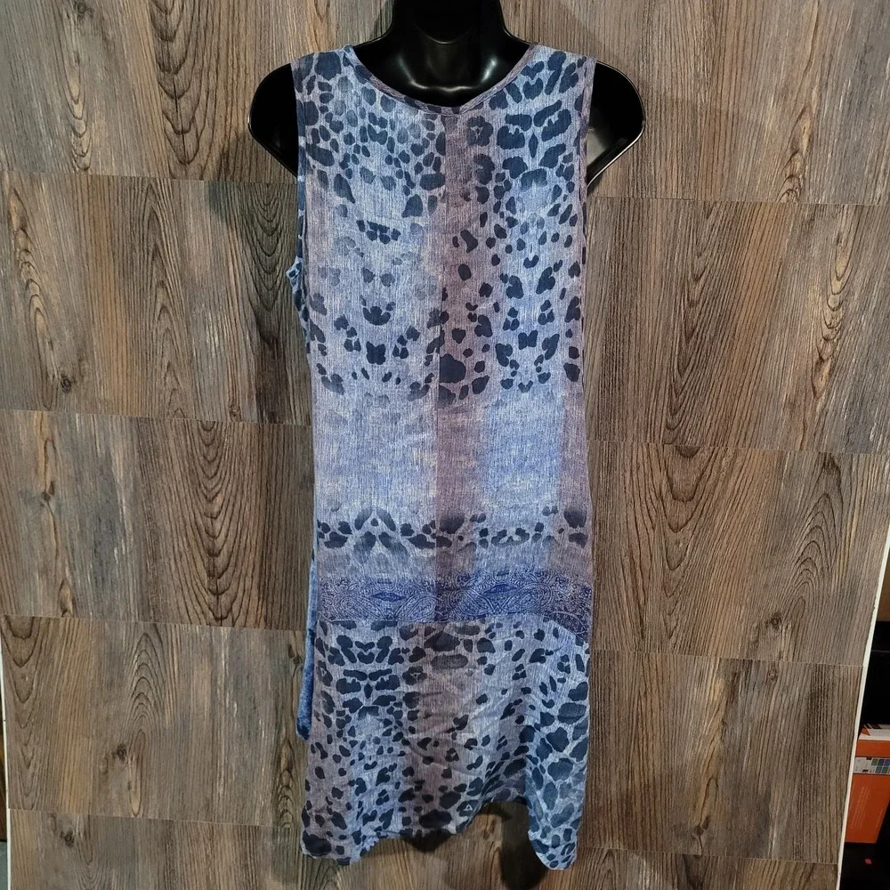 Parsley & Sage Tank Dress Size S Blue Abstract Animal Print Lightweight Artsy